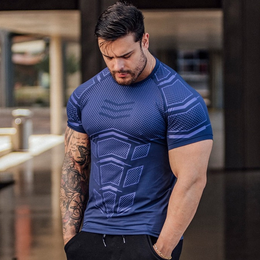 Men Compression Quick Dry Bodybuilding Workout Gym T-shirt