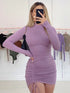 Long Sleeve Women Turtleneck Mini Stretchy Party Dress