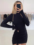 Long Sleeve Women Turtleneck Mini Stretchy Party Dress