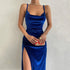 Elegant Women Evening Gown Velvet Dress Sleeveless Off Shoulder Backless