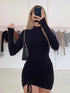 Long Sleeve Women Turtleneck Mini Stretchy Party Dress