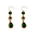 New Fashion Green Gemstone Long Pearl Drop Earrings For Women