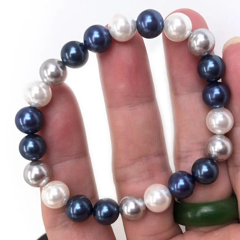 Pearl Bracelet 6/8/10MM elastic thread bracelet For Men Women Jewelry Gift