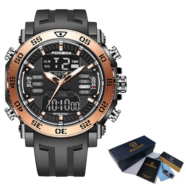 Reloj militar digital para hombre Reloj de pulsera resistente al agua de 50 m