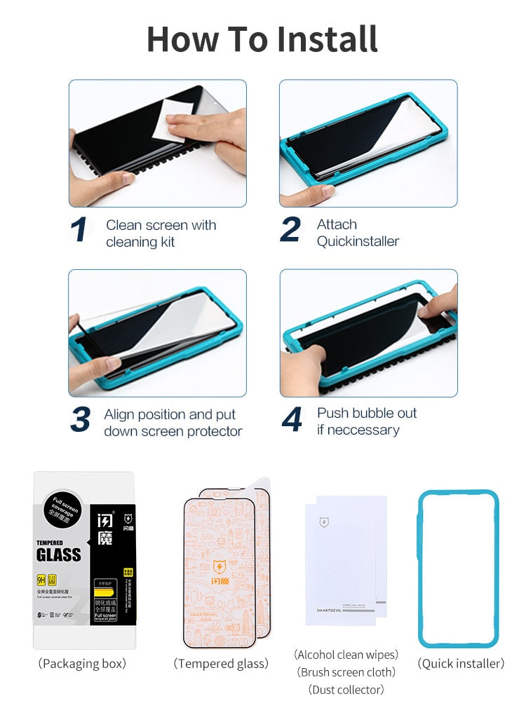 iPhone Full Cover Tempered Glass Protector HD