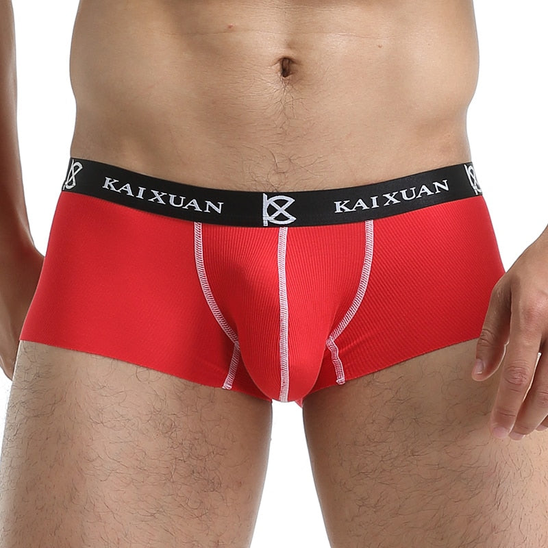 Seamless Men Boxers Luxury Silk Spandex 3D Crotch Underwear