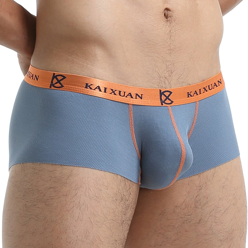 Seamless Men Boxers Luxury Silk Spandex 3D Crotch Underwear